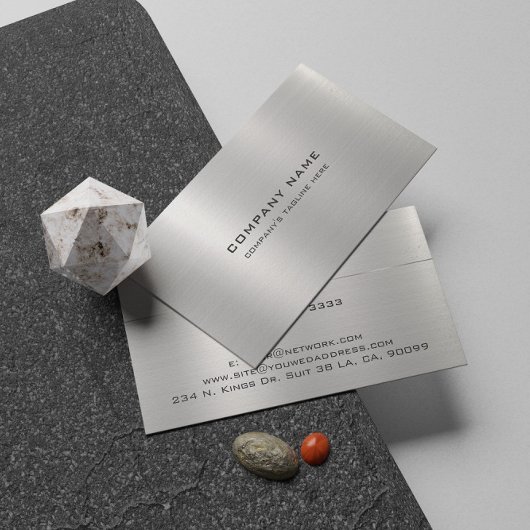 メタリックシンプルシルバーつや消しスチールの外観 名刺