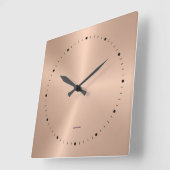 メタリックシンプルバラ-金ゴールド – ステンレス鋼ルック スクエア壁時計 (傾斜)