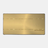 メタリックシンプル金ゴールドテクスチャ光沢のあるストライプ デスクマット (正面)