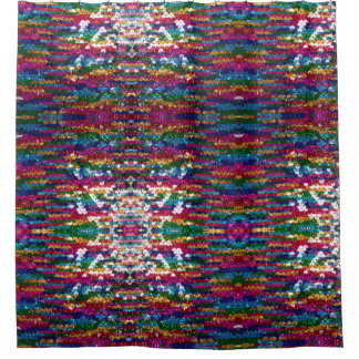 メタリックシークイングリッター抽象芸術ピクセルパターン シャワーカーテン