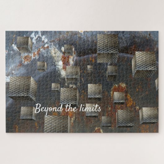 メタリックジオメトリックキューブ光学錯覚 ジグソーパズル (横)