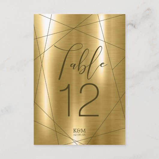 メタリックジオメトリックテーブル番号金ゴールドID648 招待状 (裏面)