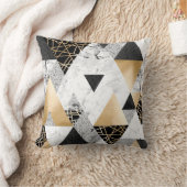 メタリックジオメトリ:金ゴールドシルバーマーブル クッション (ブランケット)