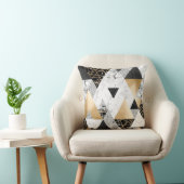 メタリックジオメトリ:金ゴールドシルバーマーブル クッション (椅子)