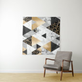 メタリックジオメトリ：金ゴールドシルバーマーブル タペストリー (インサイチュ(横))