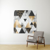 メタリックジオメトリ：金ゴールドシルバーマーブル タペストリー (インサイチュ)