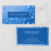 メタリックスカイブルーレインドロスシルバーのアクセント 名刺 (正面/裏面)