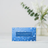 メタリックスカイブルーレインドロスシルバーのアクセント 名刺 (スタンド正面)