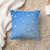 メタリックスカイブルーレインドロップ クッション (ブランケット)