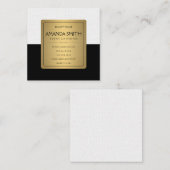 メタリックスタイリッシュ金ゴールドブラック微妙な波状パターン スクエア名刺 (正面/裏面)