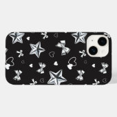 メタリックスターリボンハートブラックY2Kパターン Case-Mate iPhoneケース (裏面 (横))