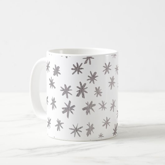 メタリックスター – シルバー コーヒーマグカップ (正面左)