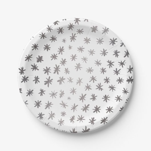 メタリックスター – シルバー ペーパープレート (正面)