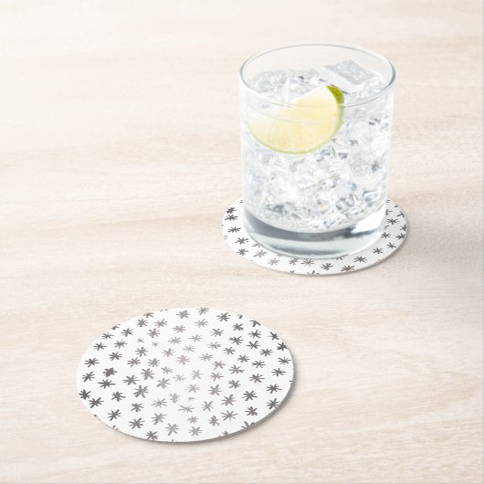 メタリックスター – シルバー ラウンドペーパーコースター (インサイチュ)