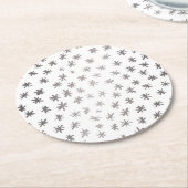 メタリックスター – シルバー ラウンドペーパーコースター (アングル)