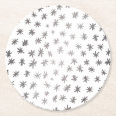 メタリックスター – シルバー ラウンドペーパーコースター (正面)
