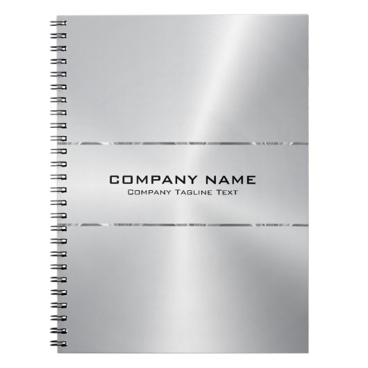 メタリックステンレススチール光沢のある銀アクセント ノートブック (正面)