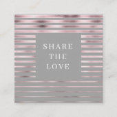 メタリックストライプバラ金ゴールドモダンロイヤリティカード スクエア名刺 (正面)