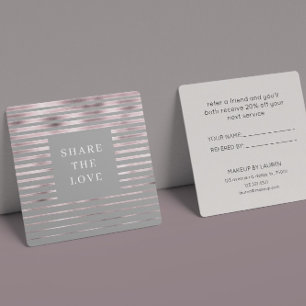 メタリックストライプバラ金ゴールドモダンロイヤリティカード スクエア名刺