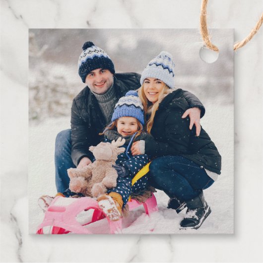 メタリックスノーフレークカスタマーフォトクリスマス フェイバータグ (裏面)