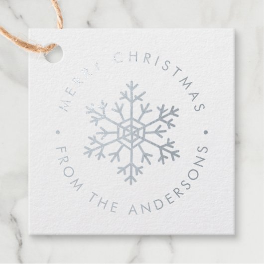 メタリックスノーフレークカスタマーフォトクリスマス フェイバータグ (正面)