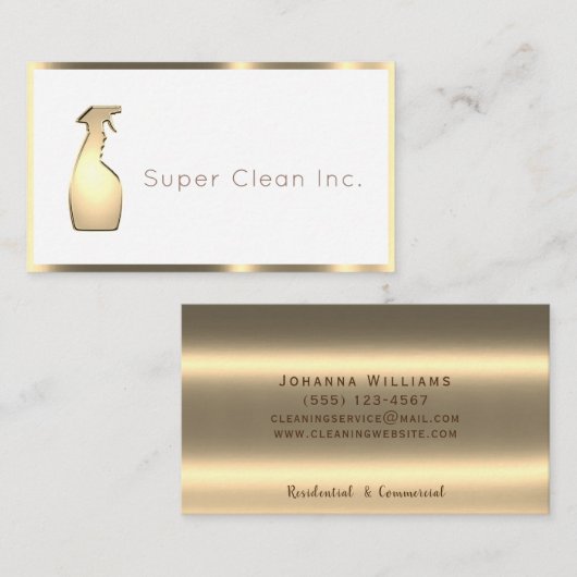 メタリックスプレーボトル高級クリーニングサービス 名刺 (正面/裏面)