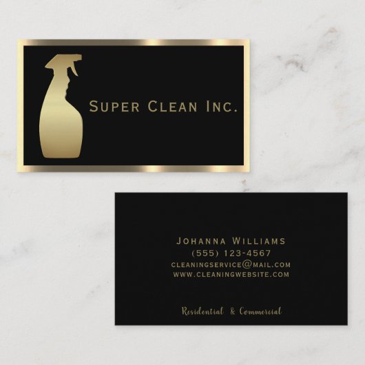メタリックスプレーボトル高級クリーニングサービス 名刺 (正面/裏面)