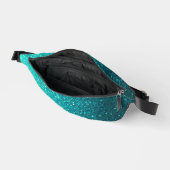 メタリックターコイズブルーとブラックグリッター グラデーション ファニーパック (見開き)