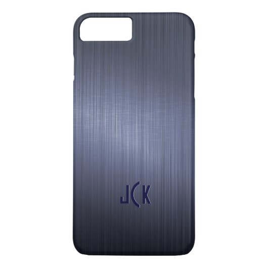 メタリックダークブルーのブラシ仕上げアルミルック Case-Mate iPhoneケース (裏面)