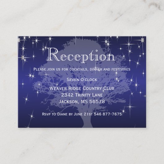 メタリックダークブルーの星の下 - レセプション エンクロージャーカード (正面)