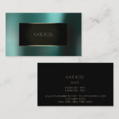 メタリックティール(緑がかった色)水中競技ブラックチャミングフレームVip 名刺 (正面/裏面)