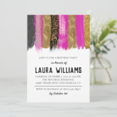 メタリックテープ ゴールド＆ピンクの誕生日招待状 招待状 (スタンド正面)