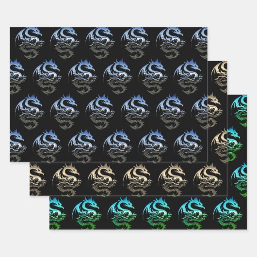 メタリックドラゴンコレクション ラッピングペーパーシート (セット)
