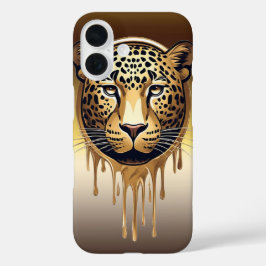 メタリックドリッピング効果のあるゴールデンレオパード 🐆 iPhone 16ケース