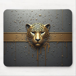 メタリックドリップスタイルの金色のヒョウの頭 🐆 マウスパッド