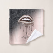 メタリックドリップリップグリッターグラデーションバラ金ゴールド バスタオルセット (ウォッシュタオル)