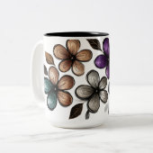 メタリックドードルフローラアートルクースエンボスフラワー ツートーンマグカップ (正面左)