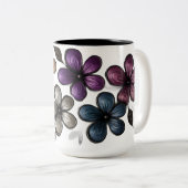 メタリックドードルフローラアートルクースエンボスフラワー ツートーンマグカップ (正面右)