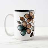 メタリックドードルフローラアートルクースエンボスフラワー ツートーンマグカップ (左)