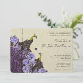 メタリックナスのマスタードヴィンテージ孔雀バードケージ 招待状 (スタンド正面)