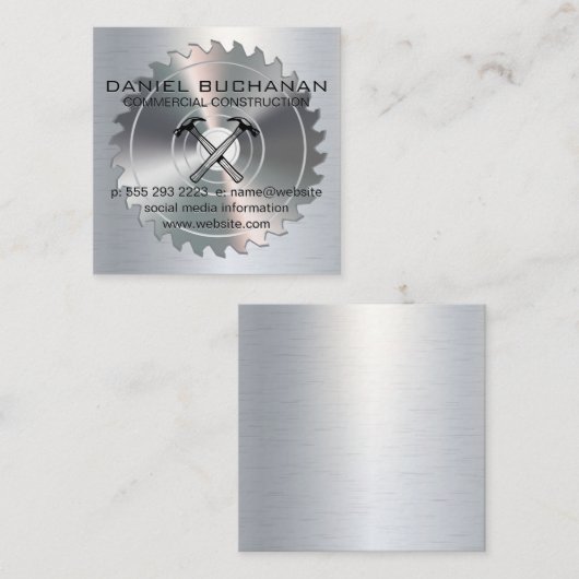 メタリックハンマーのアイコン | 丸鋸名刺 スクエア名刺 (正面/裏面)