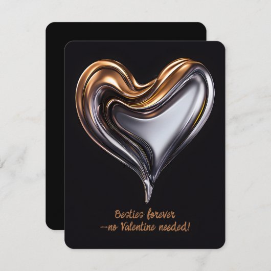 メタリックハートフレンドハッピーガレンティーヌデイカード シーズンカード (正面/裏面)