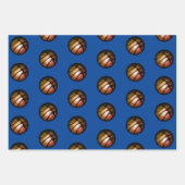 メタリックバスケットボールキッズネーム誕生日ラップ ラッピングペーパーシート (正面2)