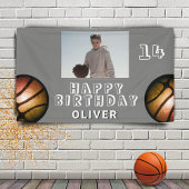 メタリックバスケットボールフォト誕生日バナー 横断幕