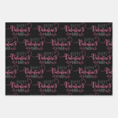 メタリックバラスパークルグリッターハッピーバレンタインデー ラッピングペーパーシート (正面)