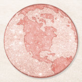 メタリックバラ金ゴールドグリッター+ピンク大理石グローブ ラウンドペーパーコースター (正面)