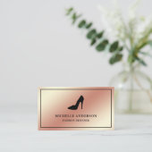 メタリックバラ金箔ハイヒールスティレットトス 名刺 (スタンド正面)