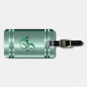 メタリックパステルグリーンデザインステンレススチールルルック ラゲッジタグ (正面横)