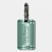 メタリックパステルグリーンデザインステンレススチールルルック ラゲッジタグ (裏面縦)