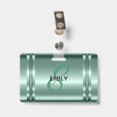 メタリックパステルグリーンデザイン バッジ (クリップ付き裏面)